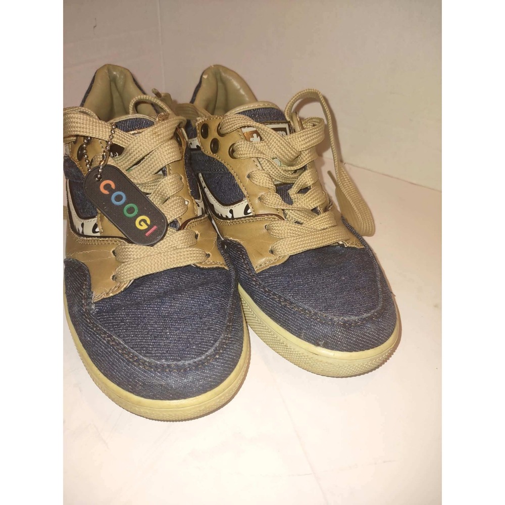 COOGI Australia CW1231 Womens Navy Denim Tan Low Top Sneakers Stylish Size 6.5